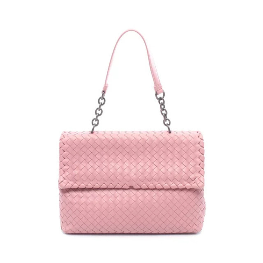 Bottega Veneta Intrecciato Shoulder Bag Lambskin Leather Pink